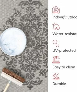 Well Woven Arid Modern Medallion Persian Indoor/Outdoor Grey High-Low Rug