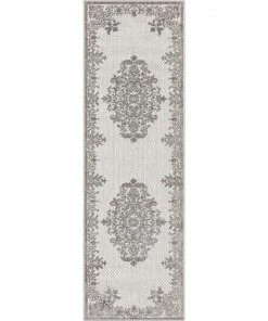 Well Woven Arid Modern Medallion Persian Indoor/Outdoor Grey High-Low Rug