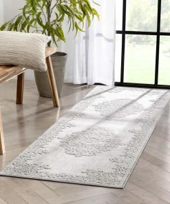 Well Woven Arid Modern Medallion Persian Indoor/Outdoor Grey High-Low Rug