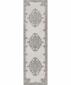 Well Woven Arid Modern Medallion Persian Indoor/Outdoor Grey High-Low Rug