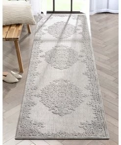 Well Woven Arid Modern Medallion Persian Indoor/Outdoor Grey High-Low Rug