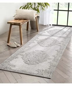 Well Woven Arid Modern Medallion Persian Indoor/Outdoor Grey High-Low Rug