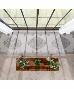 Well Woven Arid Modern Medallion Persian Indoor/Outdoor Grey High-Low Rug