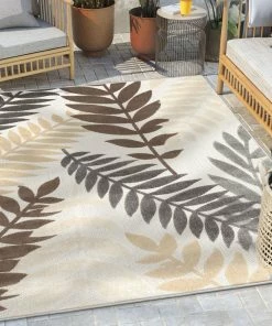 Well Woven Mariah Modern Floral Indoor/Outdoor Ivory High-Low Rug