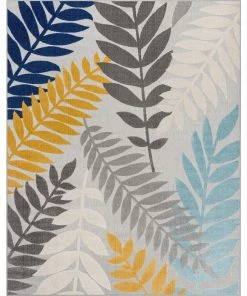 Well Woven Mariah Grey Tropical Indoor Outdoor Rug