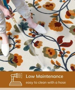 Well Woven Neveh Beige Modern Floral Indoor Outdoor Rug