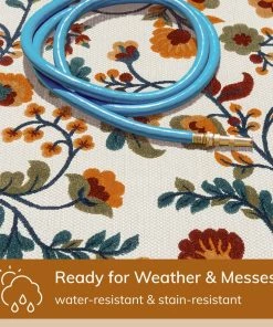 Well Woven Neveh Beige Modern Floral Indoor Outdoor Rug