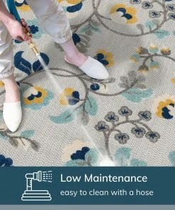 Well Woven Neveh Grey Modern Floral Indoor Outdoor Rug