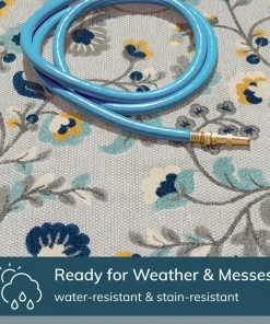 Well Woven Neveh Grey Modern Floral Indoor Outdoor Rug