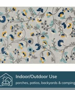 Well Woven Neveh Grey Modern Floral Indoor Outdoor Rug