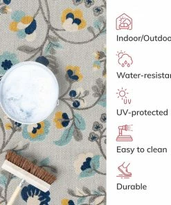 Well Woven Neveh Grey Modern Floral Indoor Outdoor Rug