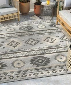 Well Woven Mamba Grey Modern Indoor Outdoor Rug