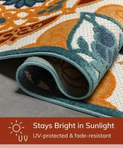 Well Woven Cabo Floral Bold Multi-Color Indoor/Outdoor High-Low Rug