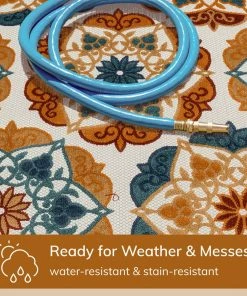 Well Woven Cabo Floral Bold Multi-Color Indoor/Outdoor High-Low Rug