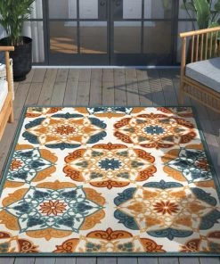 Well Woven Cabo Floral Bold Multi-Color Indoor/Outdoor High-Low Rug