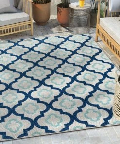 Well Woven Illuminate Blue Modern Indoor Outdoor Rug