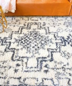 Well Woven Emerson Tribal Medallion Ivory Super Soft Shag Rug By Rebecca Propes Global