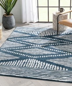 Well Woven Global Aosta Tribal Diamond Pattern Blue Rug
