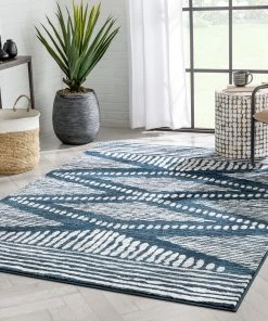 Well Woven Global Aosta Tribal Diamond Pattern Blue Rug