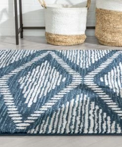 Well Woven Global Aosta Tribal Diamond Pattern Blue Rug