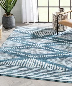 Well Woven Global Aosta Tribal Diamond Pattern Light Blue Rug