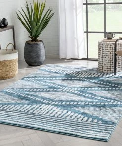 Well Woven Global Aosta Tribal Diamond Pattern Light Blue Rug