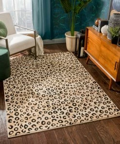 Well Woven Leopard Black Animal Print Rug