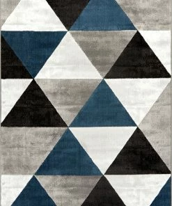 Well Woven Geometric Retro Shapes Blue Modern Rug 7'10" X 9'10"