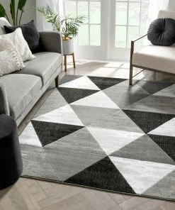 Well Woven Retro Shapes Grey Modern Rug 5'3" X 7'3" Geometric