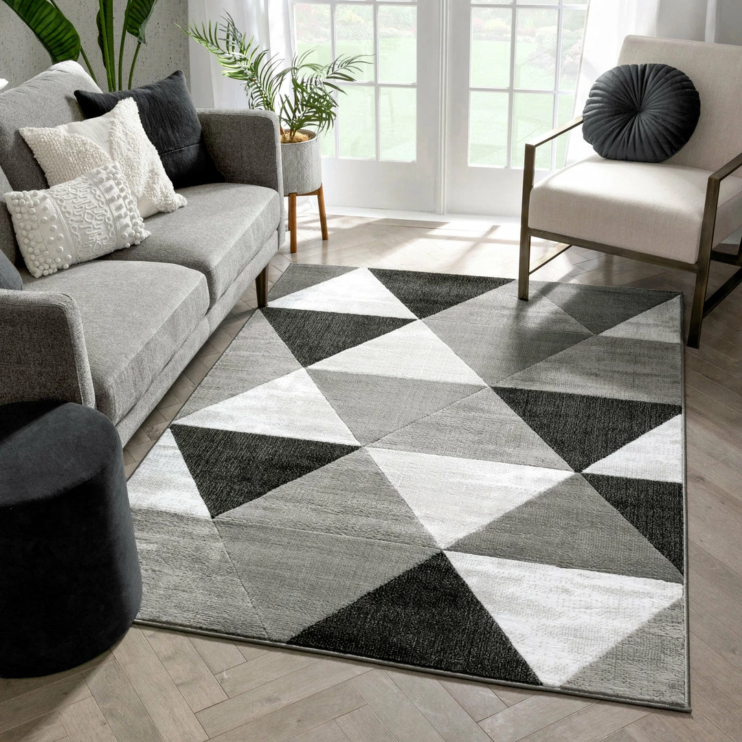 Well Woven Retro Shapes Grey Modern Rug 5'3" X 7'3" Geometric 2 Well Woven Retro Shapes Grey Modern Rug 5'3" X 7'3" Geometric