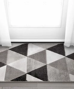Well Woven Retro Shapes Grey Modern Rug 5'3" X 7'3" Geometric 16 Well Woven Retro Shapes Grey Modern Rug 5'3
