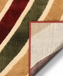 Well Woven Tessuto Beige Multi Modern Geometric Stripes Rug
