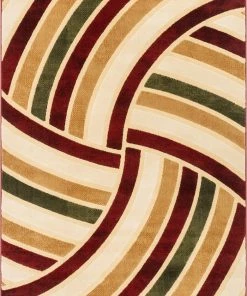 Well Woven Tessuto Beige Multi Modern Geometric Stripes Rug