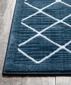 Well Woven Moto Moroccan Lattice Trellis Blue Rug Global
