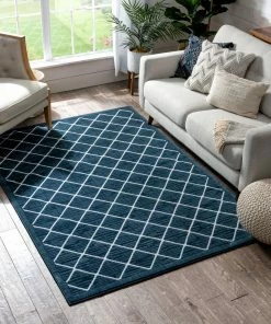 Well Woven Moto Moroccan Lattice Trellis Blue Rug Global