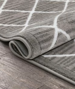 Well Woven Moto Moroccan Lattice Trellis Grey Rug