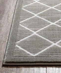 Well Woven Moto Moroccan Lattice Trellis Grey Rug