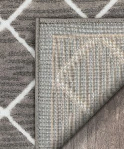 Well Woven Moto Moroccan Lattice Trellis Grey Rug