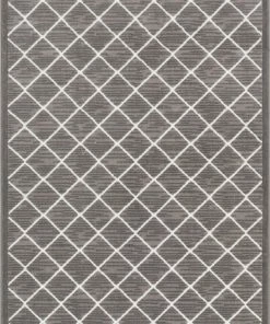 Well Woven Moto Moroccan Lattice Trellis Grey Rug