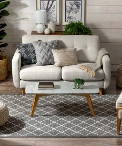 Well Woven Moto Moroccan Lattice Trellis Grey Rug