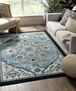 Well Woven Caya Vintage Medallion Oriental Blue Rug