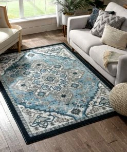 Well Woven Caya Vintage Medallion Oriental Blue Rug