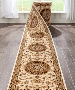 Well Woven Custom Size Runner Medallion Oriental Persian Pattern Ivory Choose Your Width X Choose Your Length Hallway Runner Rug
