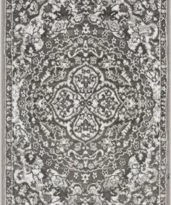 Well Woven Geometric Granada Transitional Oriental Medallion Pattern Grey Rug