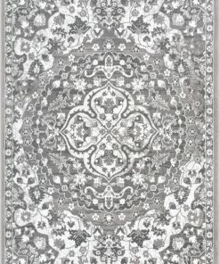 Well Woven Geometric Granada Transitional Oriental Medallion Pattern Grey Rug