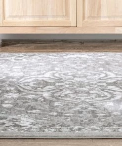 Well Woven Geometric Granada Transitional Oriental Medallion Pattern Grey Rug