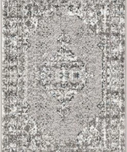 Well Woven Trieste Vintage Floral Medallion Pattern Ivory Grey Rug Global