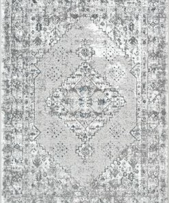 Well Woven Trieste Vintage Floral Medallion Pattern Ivory Grey Rug Global