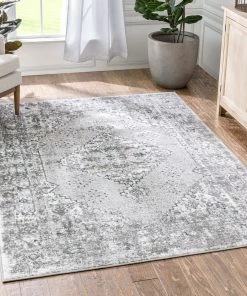 Well Woven Trieste Vintage Floral Medallion Pattern Ivory Grey Rug Global