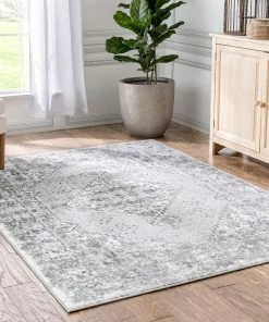 Well Woven Trieste Vintage Floral Medallion Pattern Ivory Grey Rug Global